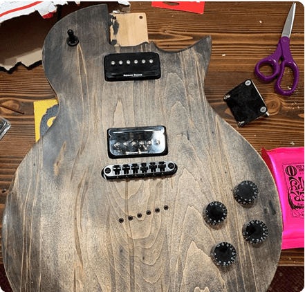 Partially built electric guitar