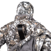 Animation of a treestand harness that passes through layered apparel.